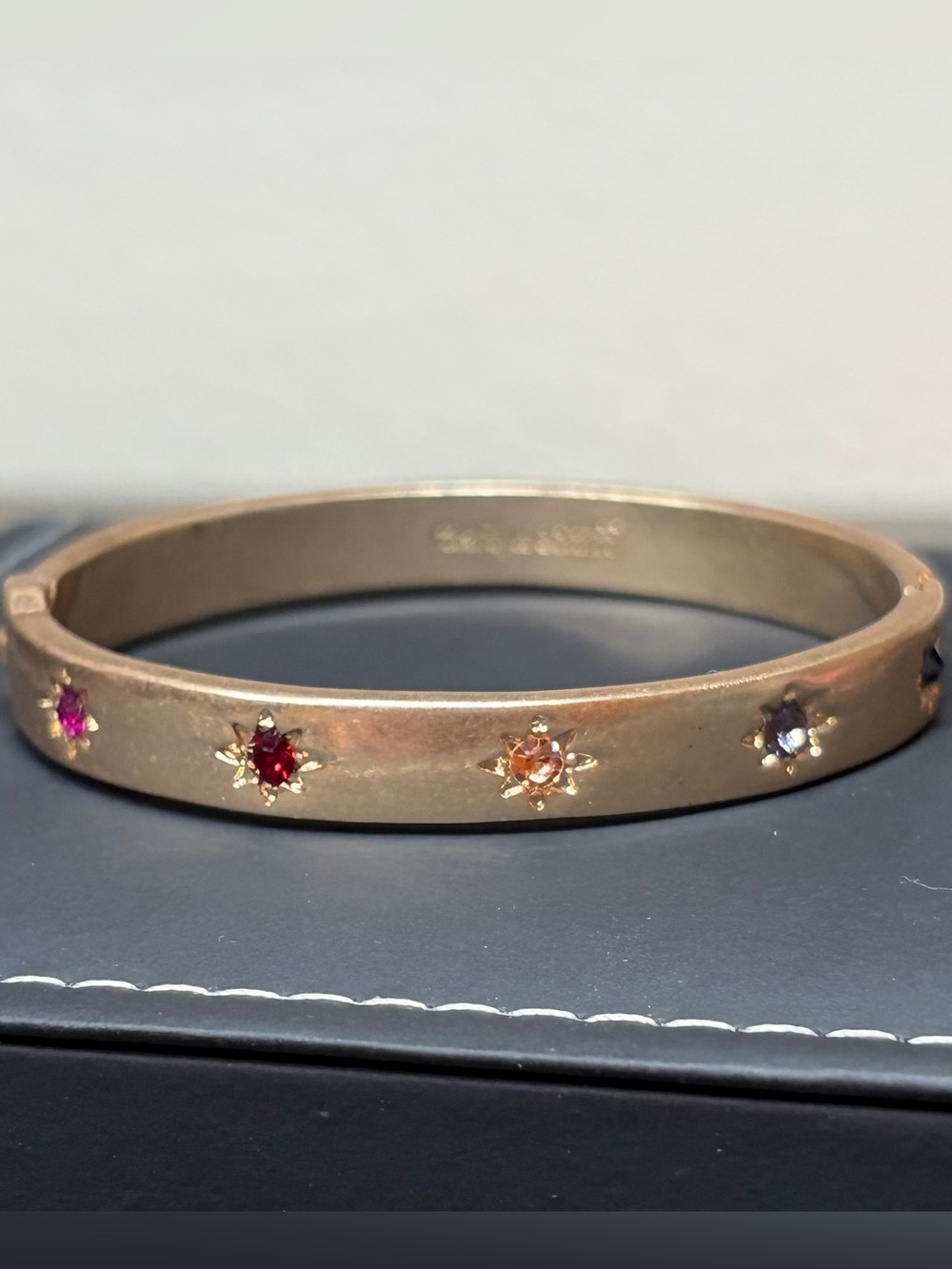Marlyn Schiff Gold Tone Hinged Bangle Bracelet